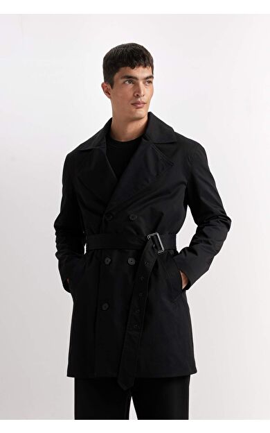 DeFacto Slim Fit Dar Kesim Düğmeli Kemerli Trençkot D5528AX25SPBK27