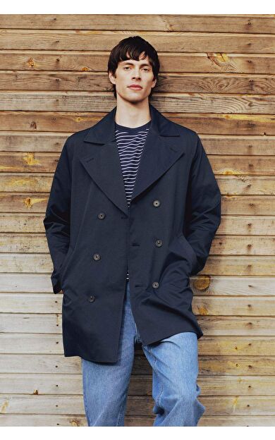 DeFacto Slim Fit Dar Kesim Düğmeli Kemerli Trençkot D5528AX25SPNV253