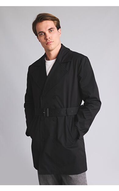 DeFacto Slim Fit Astarlı Düğmeli Cepli Kemerli Mevsimlik Trençkot