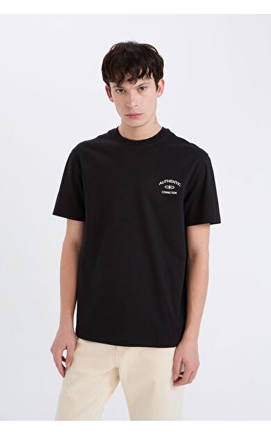 DeFacto Regular Fit Bisiklet Yaka Baskılı Kısa Kollu Tişört D5561AX25SPBK81