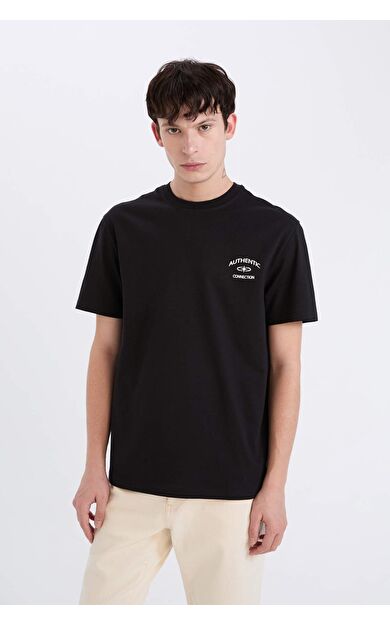 DeFacto Regular Fit Bisiklet Yaka Baskılı Kısa Kollu Tişört D5561AX25SPBK81