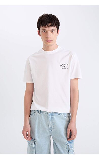 DeFacto Regular Fit Bisiklet Yaka Baskılı Kısa Kollu Tişört D5561AX25SPWT34