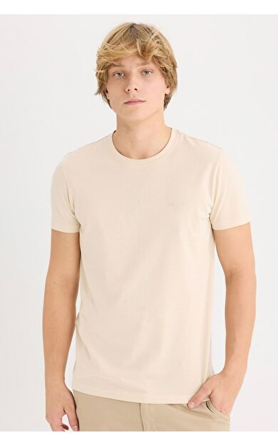 DeFacto Slim Fit Dar Kesim Bisiklet Yaka Baskılı Kısa Kollu Tişört D5567AX25SPBG155