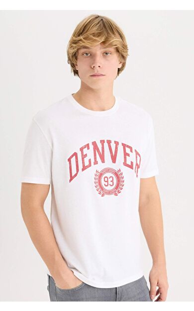 DeFacto Regular Fit Bisiklet Yaka Baskılı Kısa Kollu Tişört D5576AX25SPER105