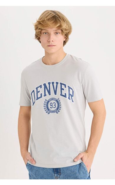 DeFacto Regular Fit Bisiklet Yaka Baskılı Kısa Kollu Tişört D5576AX25SPGR91