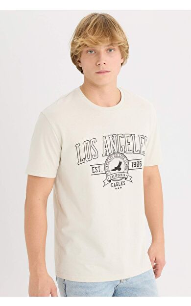 DeFacto Regular Fit Bisiklet Yaka Baskılı Kısa Kollu Tişört D5577AX25SPBG721