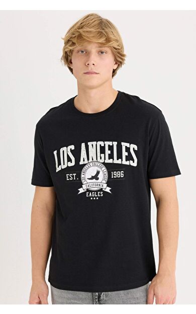 DeFacto Regular Fit Bisiklet Yaka Baskılı Kısa Kollu Tişört D5577AX25SPBK81