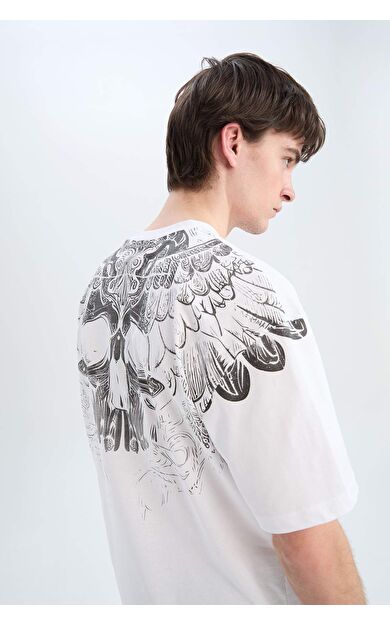 DeFacto Oversize Geniş Kalıp Bisiklet Yaka Baskılı Kısa Kollu Tişört D5600AX25SPWT34