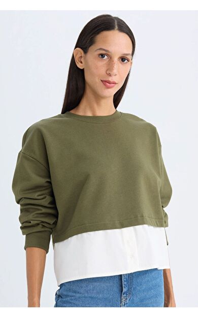 DeFacto Relax Fit Bisiklet Yaka Sweatshirt
