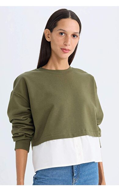 DeFacto Relax Fit Bisiklet Yaka Sweatshirt