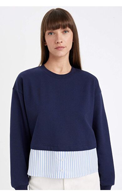 DeFacto Relax Fit Bisiklet Yaka Casual Sweatshirt