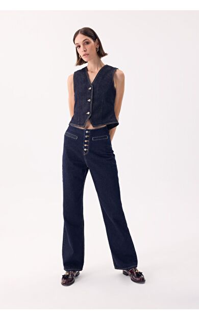 DeFacto 90's Wide Leg Yüksek Bel Uzun Jean Pantolon