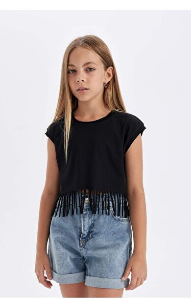 DeFactoFit Kız Çocuk Crop Tişört D5889A824SPBK81