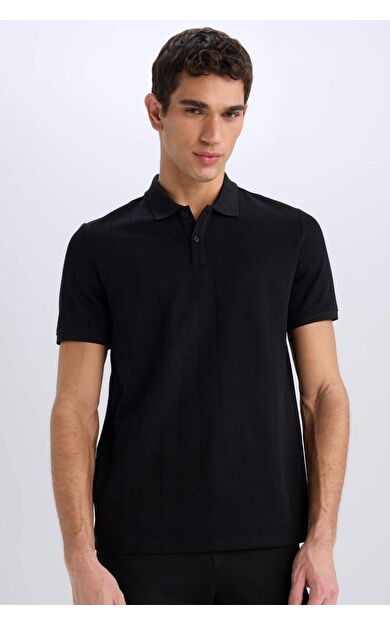 Regular Fit Polo Yaka Dokulu Kısa Kollu Tişört D5996AX25SPBK81