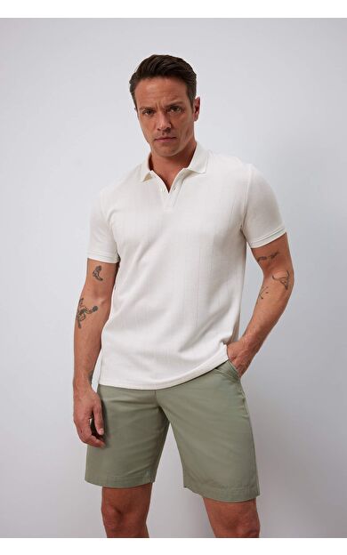 Regular Fit Polo Yaka Dokulu Kısa Kollu Tişört D5996AX25SPWT32