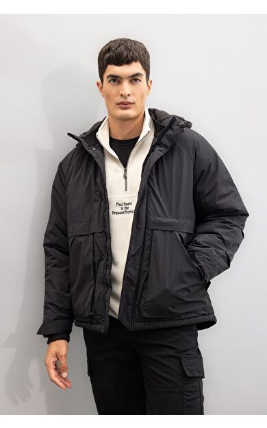 DeFacto Regular Fit Mont Kapüşonlu Fermuarlı Cepli