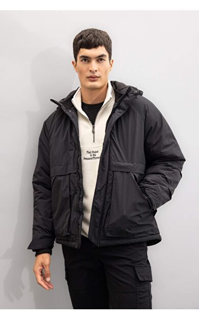 DeFacto Regular Fit Mont Kapüşonlu Fermuarlı Cepli