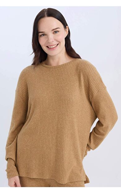 DeFacto Traditional Regular Fit Bisiklet Yaka Fitilli Kaşkorse Uzun Kollu Tişört