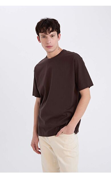 DeFacto Boxy Fit Bisiklet Yaka Basic Düz Kısa Kollu Tişört D6070AX25SPBN337