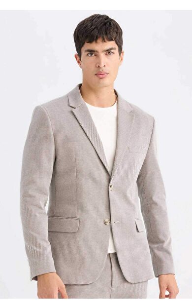 DeFacto Slim Fit Dar Kesim Ceket Yaka Düğmeli Blazer Ceket