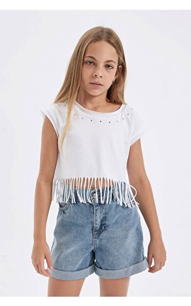 DeFacto DeFactoFit Kız Çocuk Crop Tişört D6079A824SPWT32