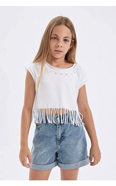 DeFacto DeFactoFit Kız Çocuk Crop Tişört D6079A824SPWT32