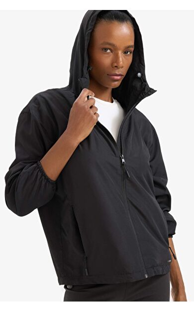 DeFactoFit Su İtici Fermuarlı Kapüşonlu Fermuarlı Mont