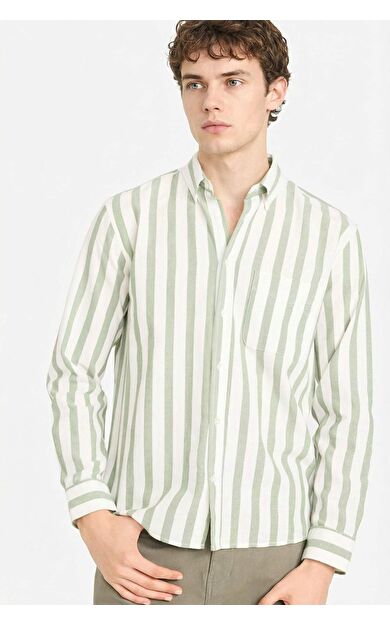 %100 Pamuk Çizgili Gömlek