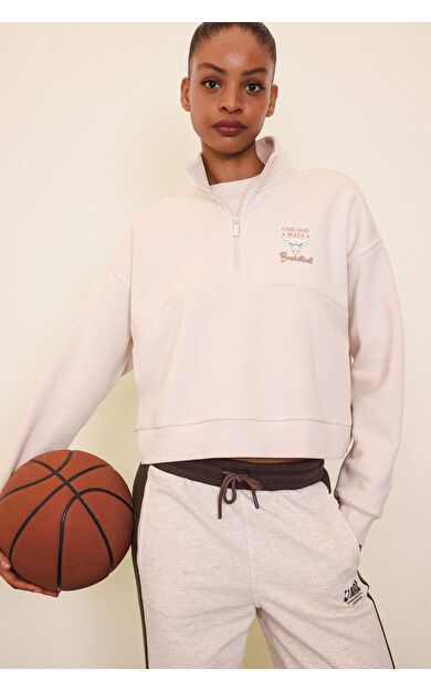 DeFactoFit NBA Chicago Bulls Yarım Fermuarlı Sporcu Sweatshirt