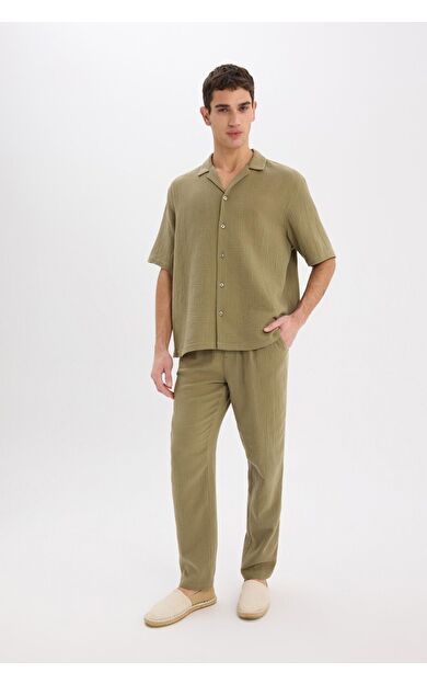 DeFacto %100 Pamuk Relax Fit Rahat Kesim Yazlık Kısa Paça Jogger Pantolon D6144AX25SMKH436