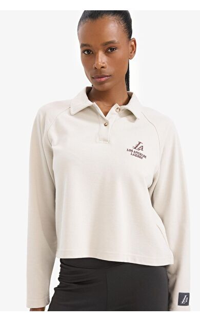 DeFacto DeFactoFit NBA Los Angeles Lakers Polo Yaka Pike Sporcu Sweatshirt