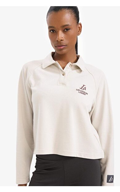 DeFactoFit NBA Los Angeles Lakers Polo Yaka Pike Sporcu Sweatshirt