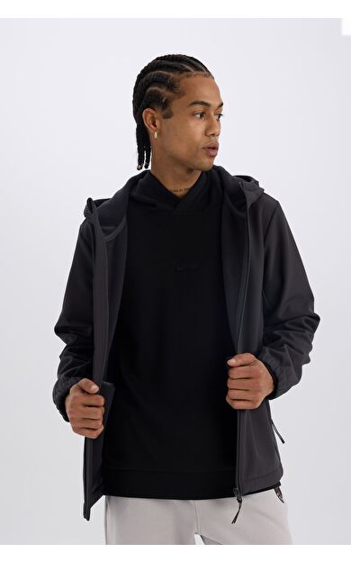 DeFacto DeFactoFit Su İtici Regular Fit Kapüşonlu Fermuarlı Softshell Mont D6178AX25SPAR220