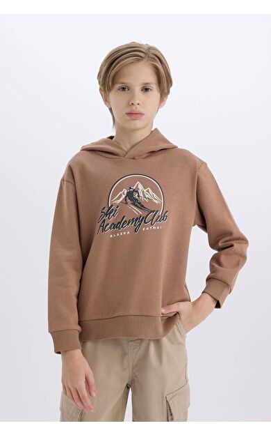 DeFacto Erkek Çocuk Kapüşonlu Baskılı Sweatshirt D6219A824CWBN554