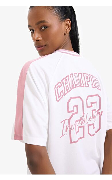 DeFactoFit Oversize Geniş Kalıp V Yaka Slogan Baskılı Sporcu Kısa Kollu Tişört