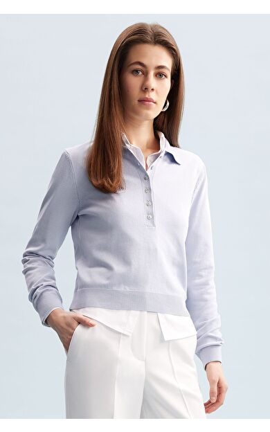 DeFacto Regular Fit Polo Yaka Basic Düz Triko Kazak D6259AX25SPBE250