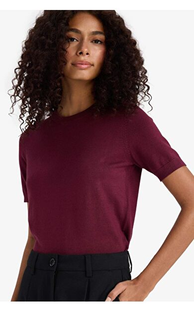 Regular Fit Bisiklet Yaka Kısa Kollu Kazak D6272AX25AUBR327