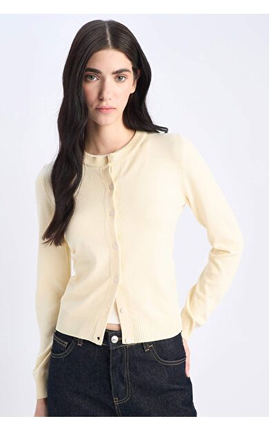 DeFacto Regular Fit Bisiklet Yaka Basic DÜz Triko Hırka D6282AX25SPER105