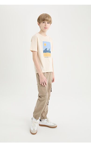 DeFacto Erkek Çocuk Kargo Cepli Standart Paça Gabardin Jogger Pantolon