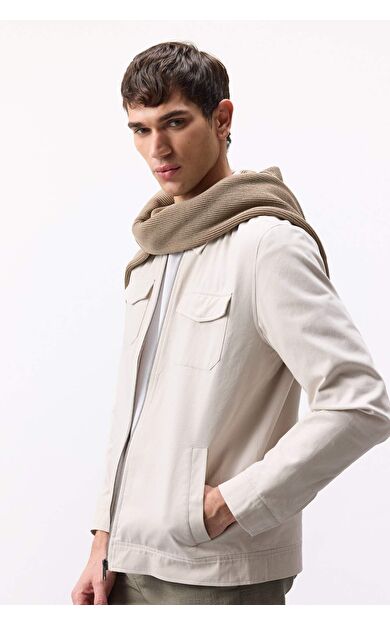 DeFacto Regular Fit Gömlek Yaka Fermuarlı Cepli Süet Mevsimlik Mont