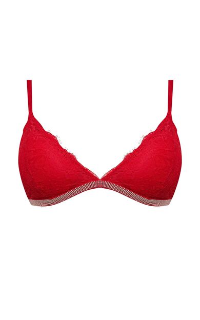 Fall in Love Yılbaşı Temalı Dantelli Çıkarılabilir Pedli Kırmızı Bra