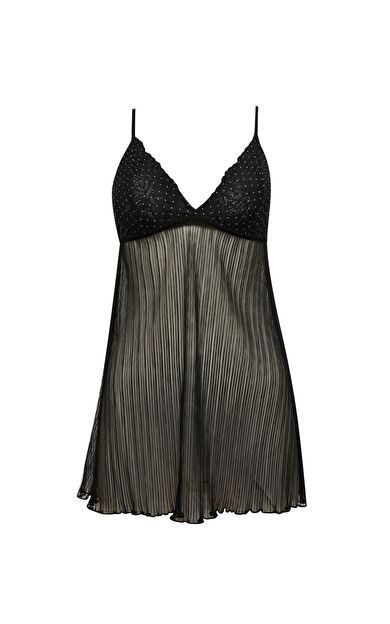 DeFacto Fall in Love Yılbaşı Temalı Dantel Detaylı Babydoll