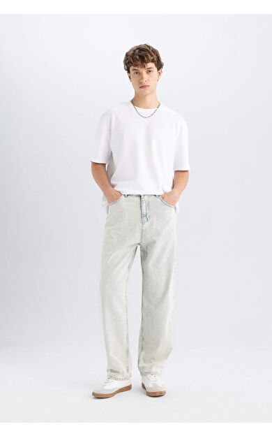 DeFacto Baggy Fit Geniş Kalıp Normal Bel Geniş Paça Jean Pantolon