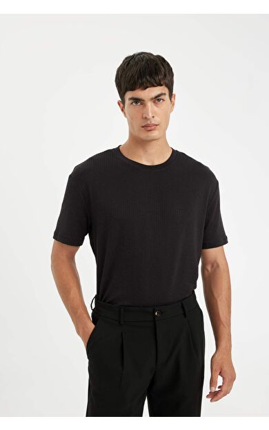 DeFacto Regular Fit Bisiklet Yaka Krinkıl Kısa Kollu Tişört