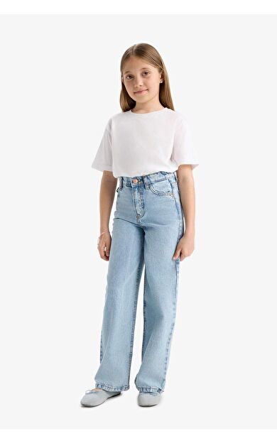 DeFacto Kız Çocuk Wide Leg Geniş Paça Jean Pantolon D6485A825SMNM39