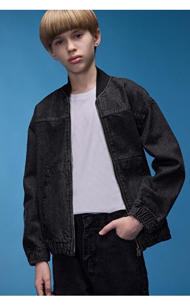 DeFacto Erkek Çocuk Kolej Yaka Bomber Jean Ceket D6538A825SPNM36