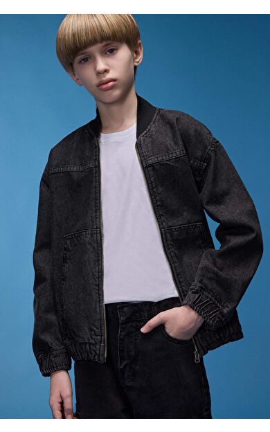 DeFacto Erkek Çocuk Kolej Yaka Bomber Jean Ceket D6538A825SPNM36