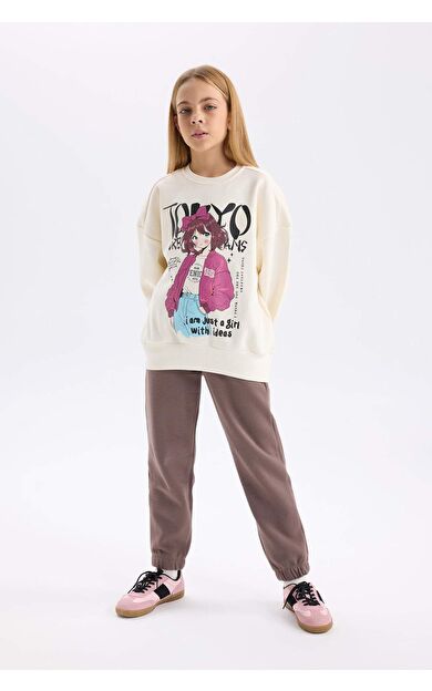 DeFacto Kız Çocuk Beli Paçası Lastikli Kalın Jogger Eşofman Altı