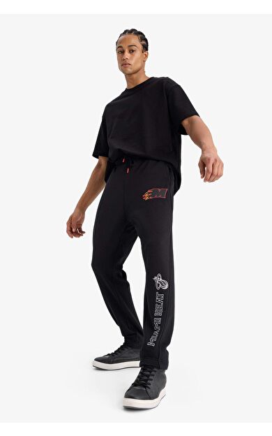 DeFactoFit NBA Miami Heat Kalın Sporcu Jogger Eşofman Altı Standart Fit Cepli Esnek Bantlı Paça
