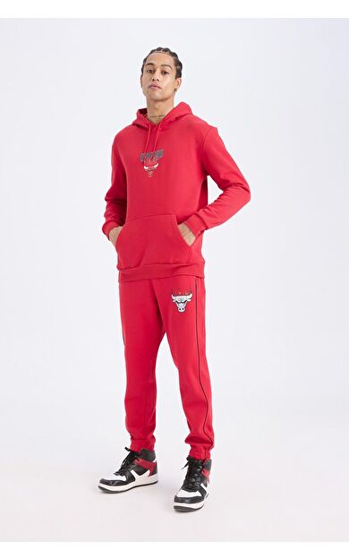 DeFacto DeFactoFit NBA Chicago Bulls Kalın Sporcu Jogger Eşofman Altı Standart Fit Cepli Beli Bağcıklı